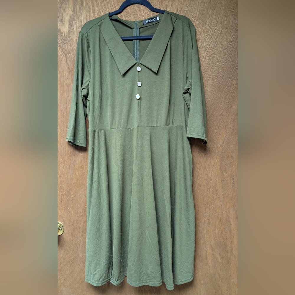 Bedoar Faux Button-Front Midi Dress